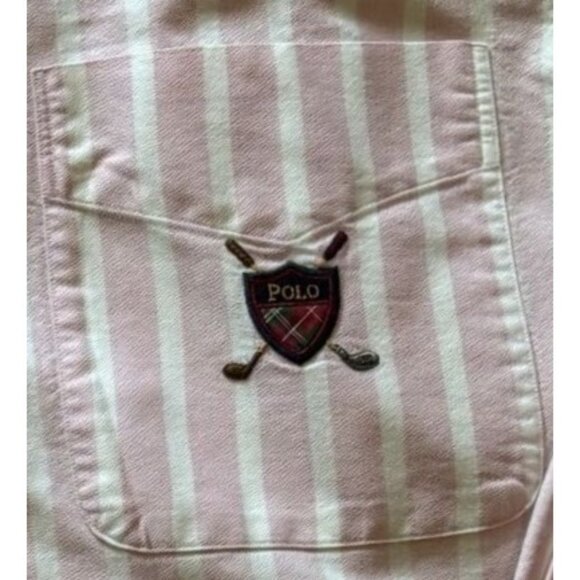 Ralph Lauren Polo Mens Pink White Stripe Button-Down Shirt Crest Preppy XL - Picture 4 of 6
